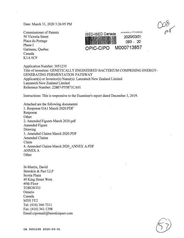 Document de brevet canadien 3051235. Modification 20200331. Image 1 de 57
