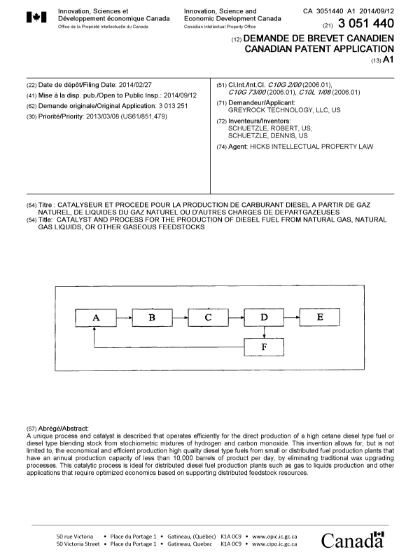 Document de brevet canadien 3051440. Page couverture 20190924. Image 1 de 1