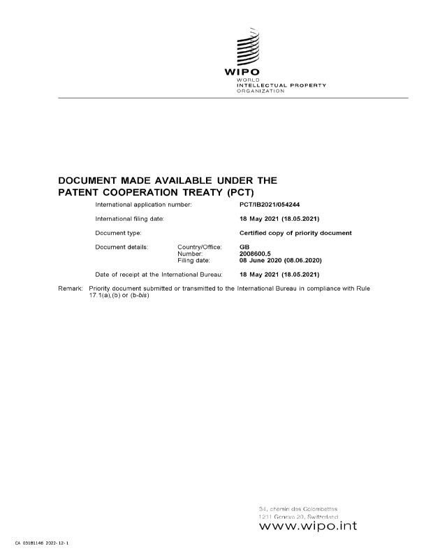 Canadian Patent Document 3181146. Priority Request - PCT 20221201. Image 1 of 31