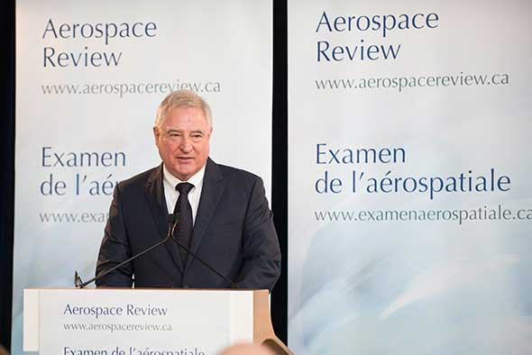The Honourable David Emerson, Review Head, announces the release of the Aerospace Review report.
