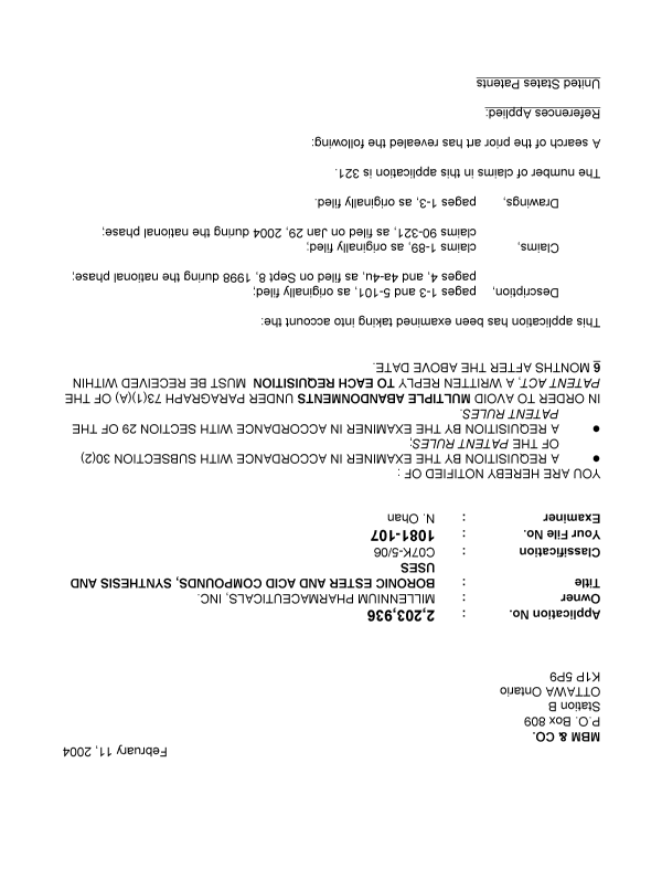 Canadian Patent Document 2203936. Prosecution-Amendment 20040211. Image 1 of 4