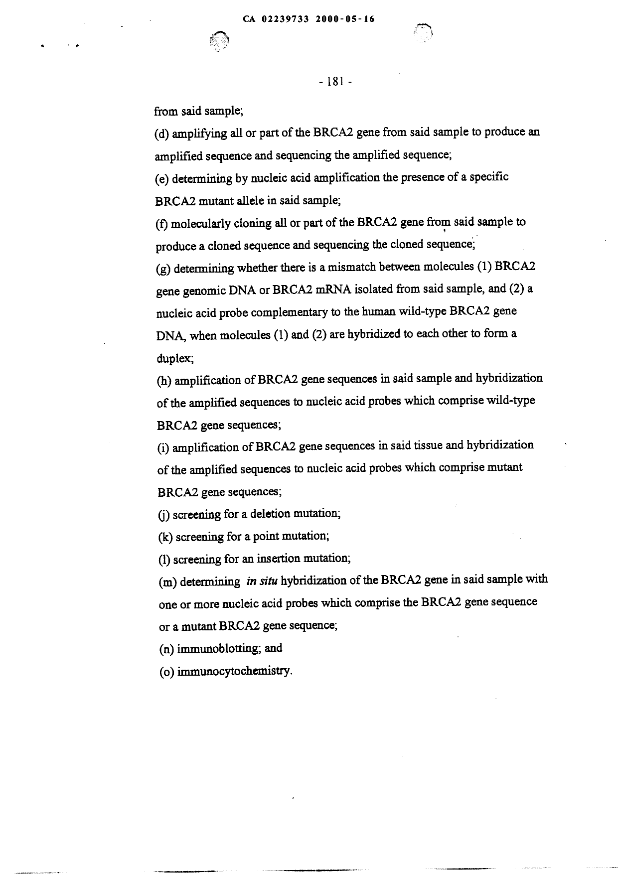 Document de brevet canadien 2239733. Revendications 19991216. Image 15 de 15