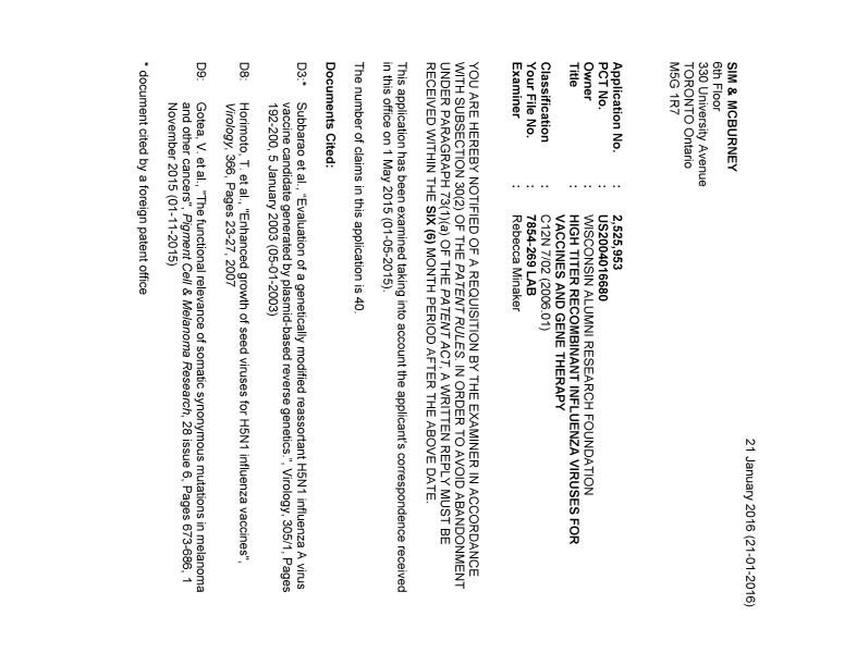 Canadian Patent Document 2525953. Prosecution-Amendment 20151221. Image 1 of 9