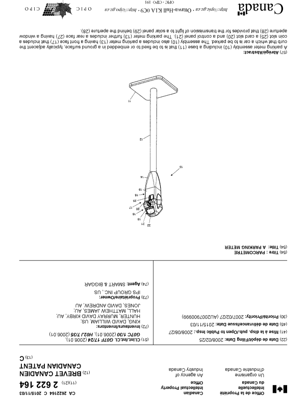 Canadian Patent Document 2622164. Cover Page 20151015. Image 1 of 1