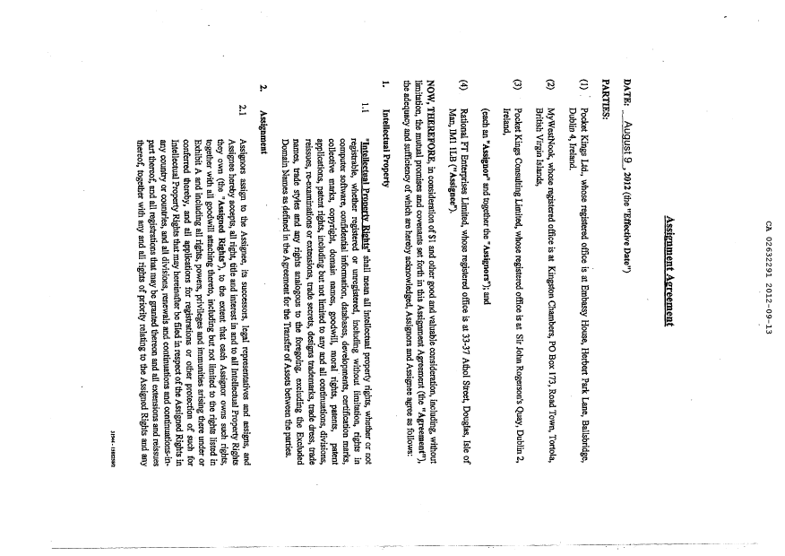 Canadian Patent Document 2632291. Assignment 20120913. Image 2 of 7