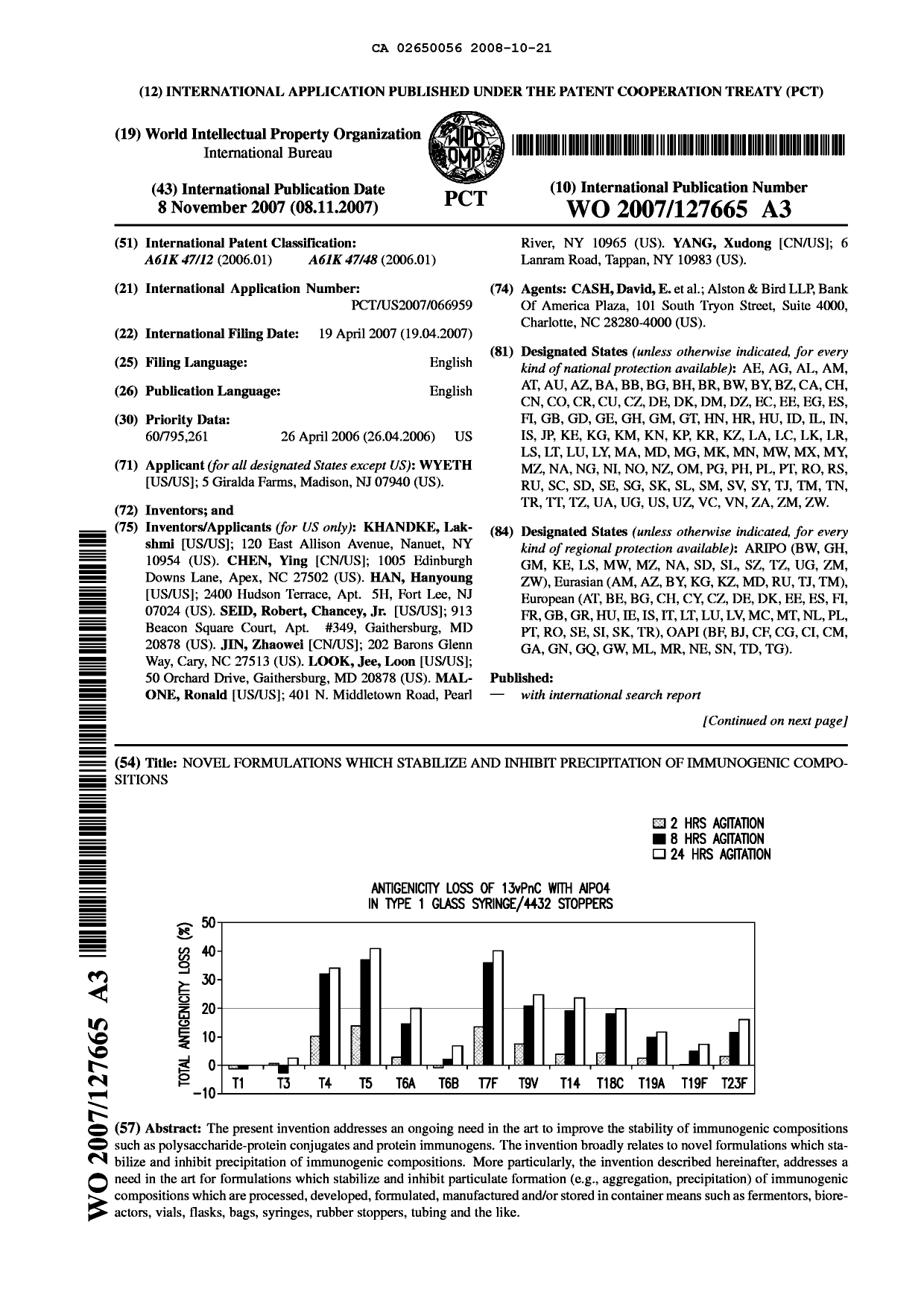 Document de brevet canadien 2650056. Abrégé 20071221. Image 1 de 2