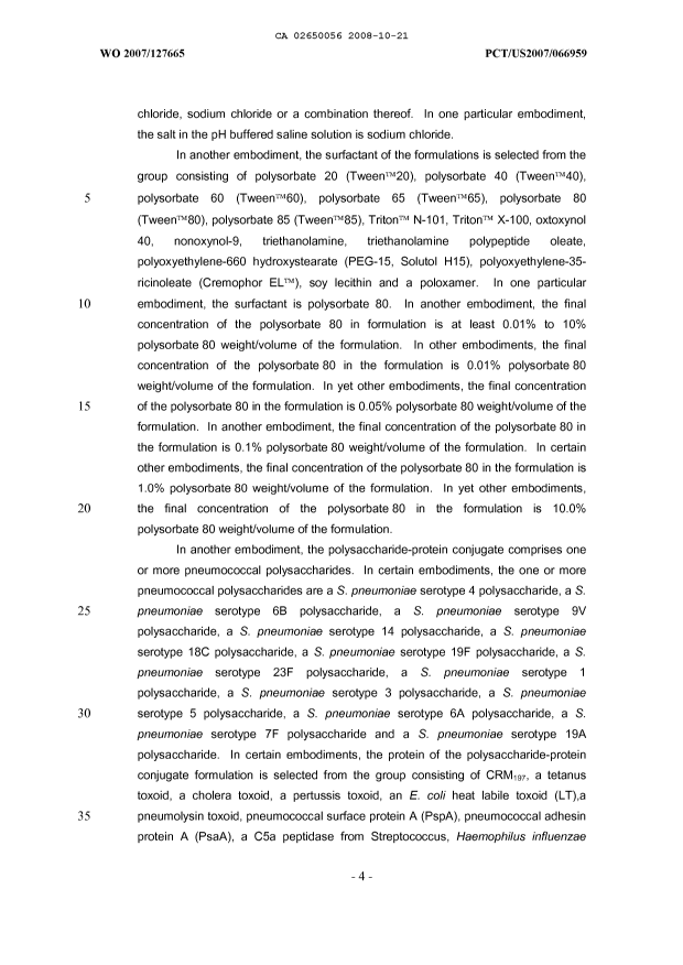 Document de brevet canadien 2650056. Description 20071221. Image 4 de 42