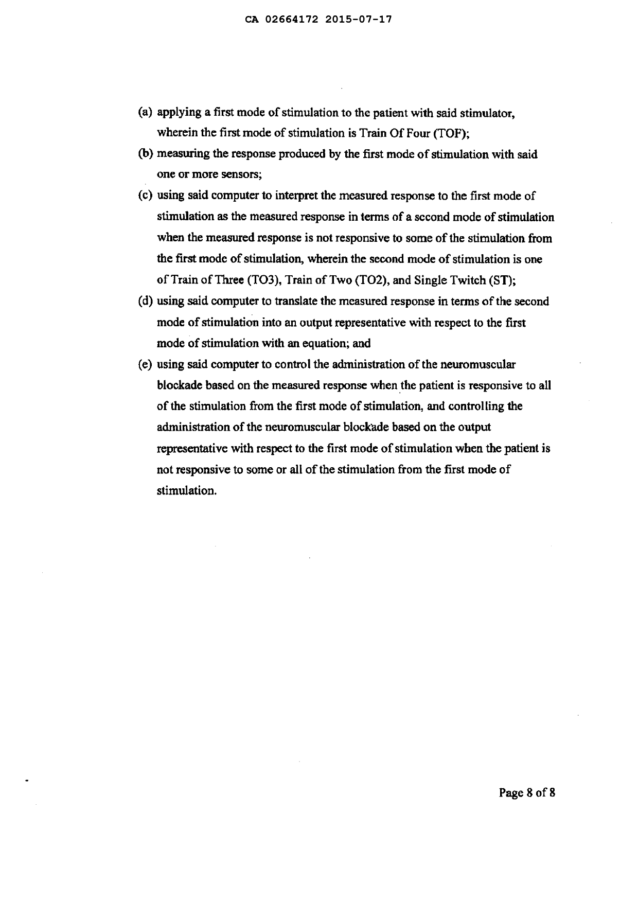 Document de brevet canadien 2664172. Revendications 20141217. Image 7 de 7