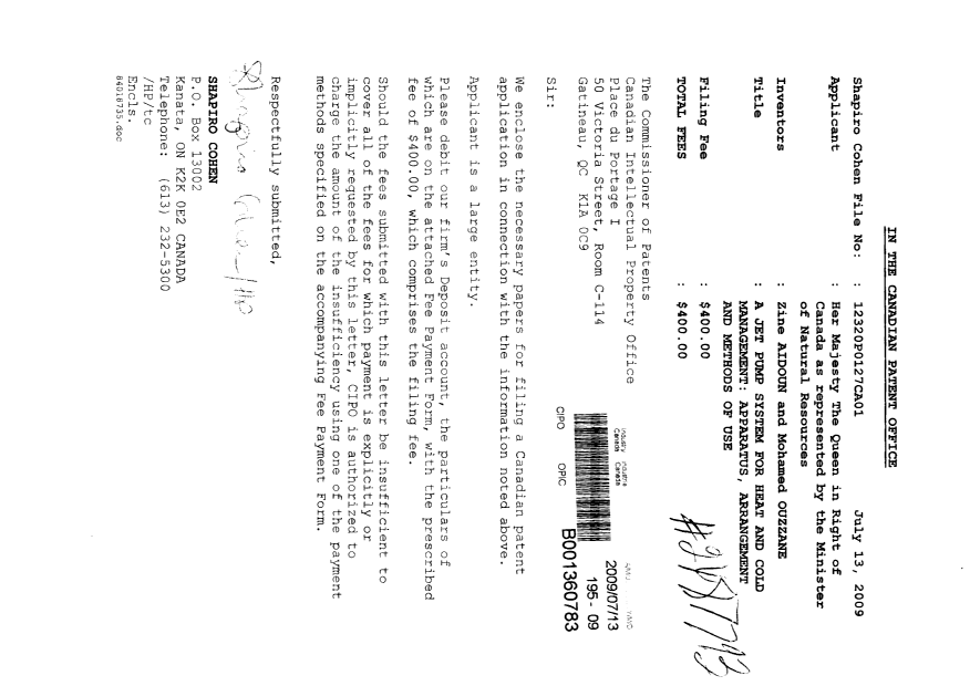 Document de brevet canadien 2671914. Cession 20090713. Image 1 de 3