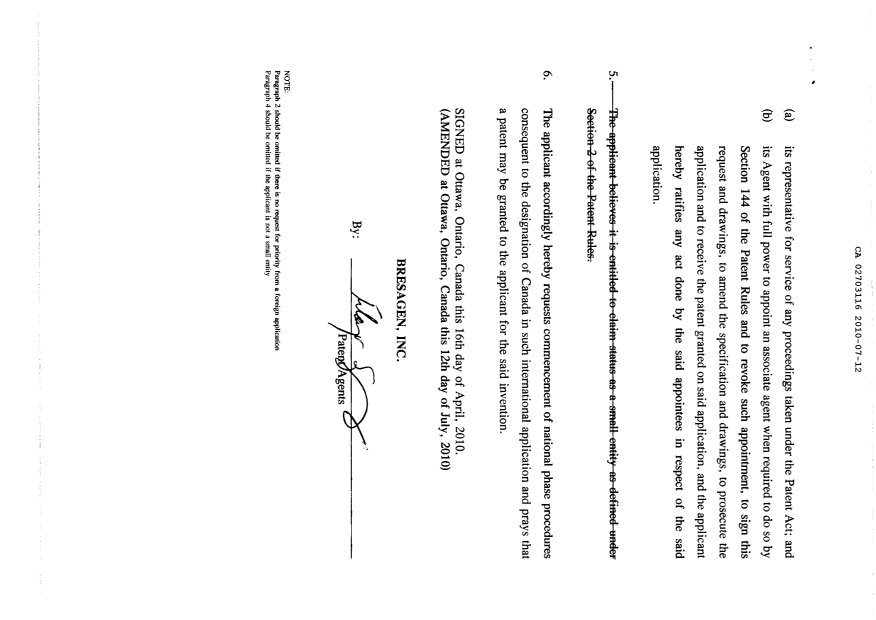 Document de brevet canadien 2703116. Correspondance 20091212. Image 3 de 3