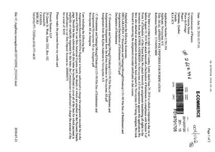 Document de brevet canadien 2705334. Correspondance 20091220. Image 1 de 3