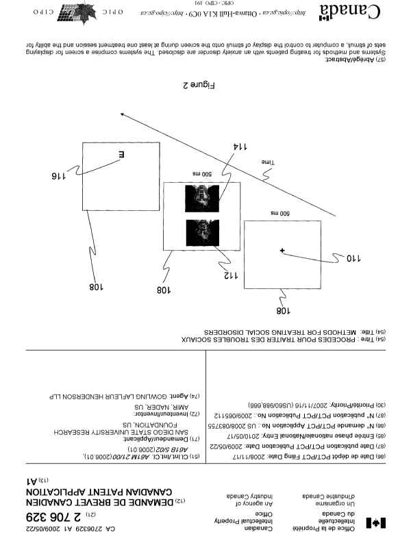 Document de brevet canadien 2706329. Page couverture 20091230. Image 1 de 2