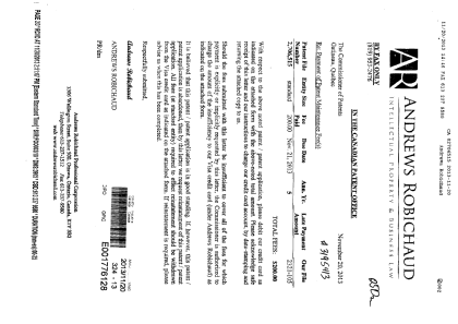 Document de brevet canadien 2706515. Taxes 20131120. Image 1 de 2