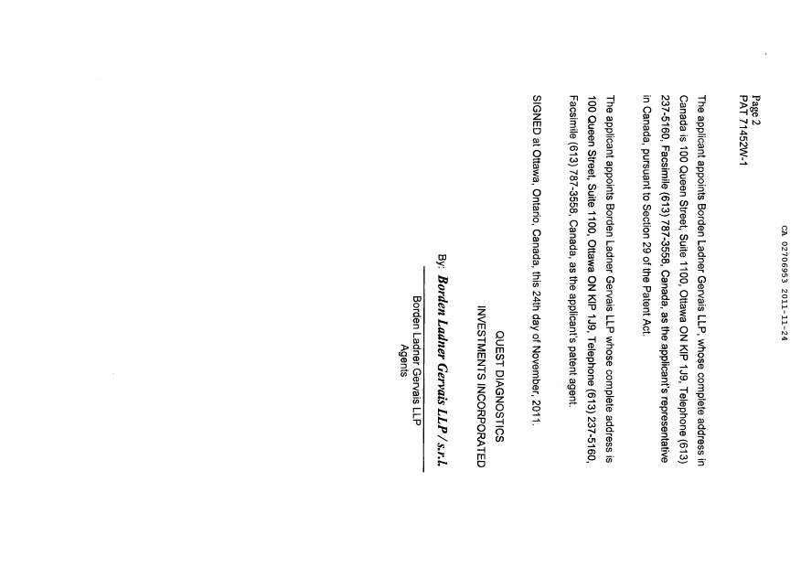 Document de brevet canadien 2706953. Correspondance 20101224. Image 3 de 3