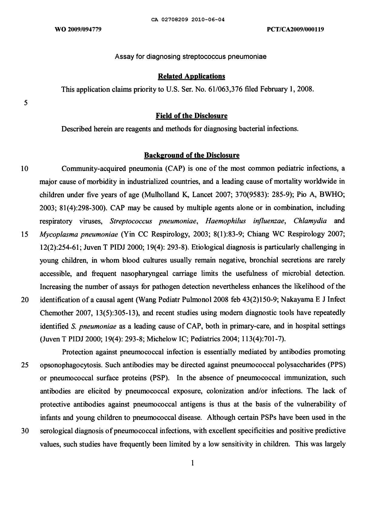 Document de brevet canadien 2708209. Description 20091204. Image 1 de 25