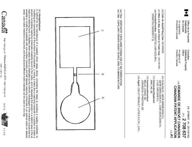Document de brevet canadien 2708637. Page couverture 20101221. Image 1 de 1