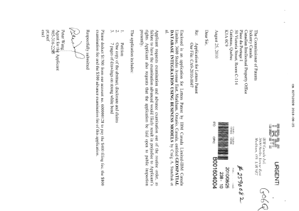 Document de brevet canadien 2712028. Cession 20100825. Image 1 de 2