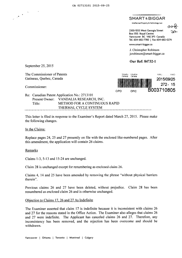 Canadian Patent Document 2713101. Amendment 20150925. Image 1 of 5