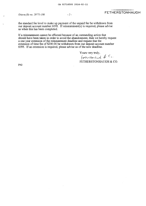 Document de brevet canadien 2716593. Poursuite-Amendment 20140211. Image 2 de 2