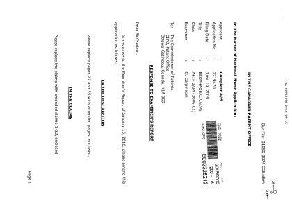 Document de brevet canadien 2719470. Poursuite-Amendment 20151215. Image 1 de 11