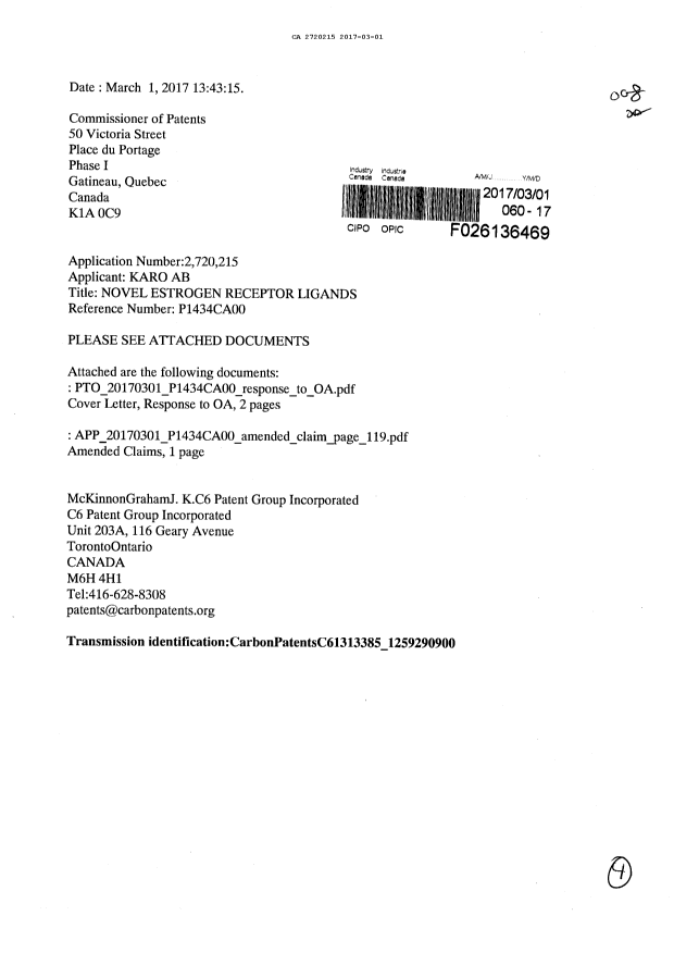 Canadian Patent Document 2720215. Amendment 20170301. Image 1 of 4