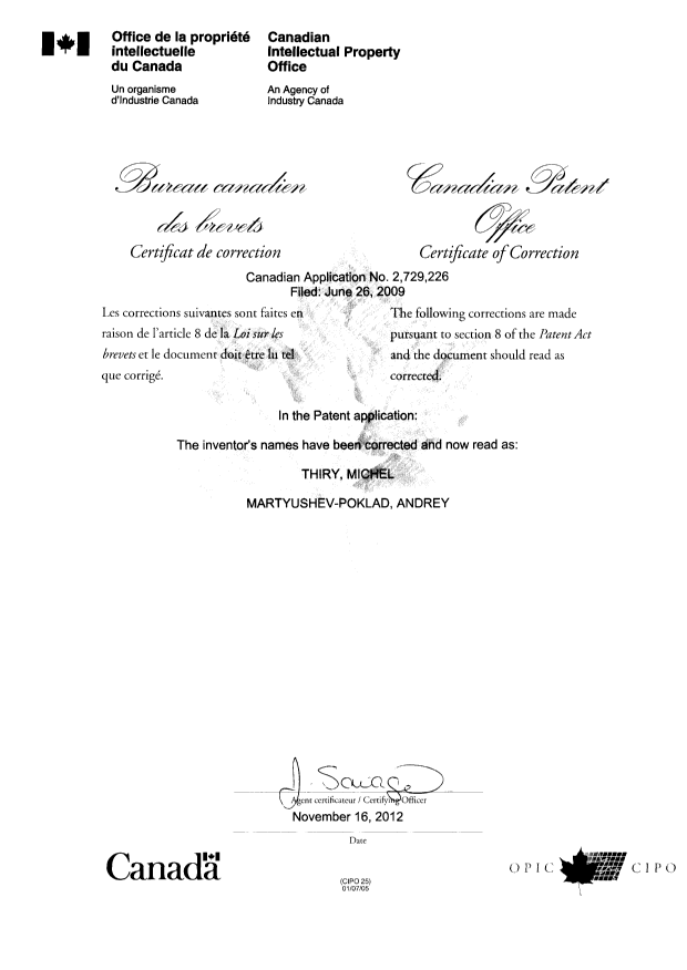 Canadian Patent Document 2729226. Prosecution-Amendment 20111216. Image 2 of 2
