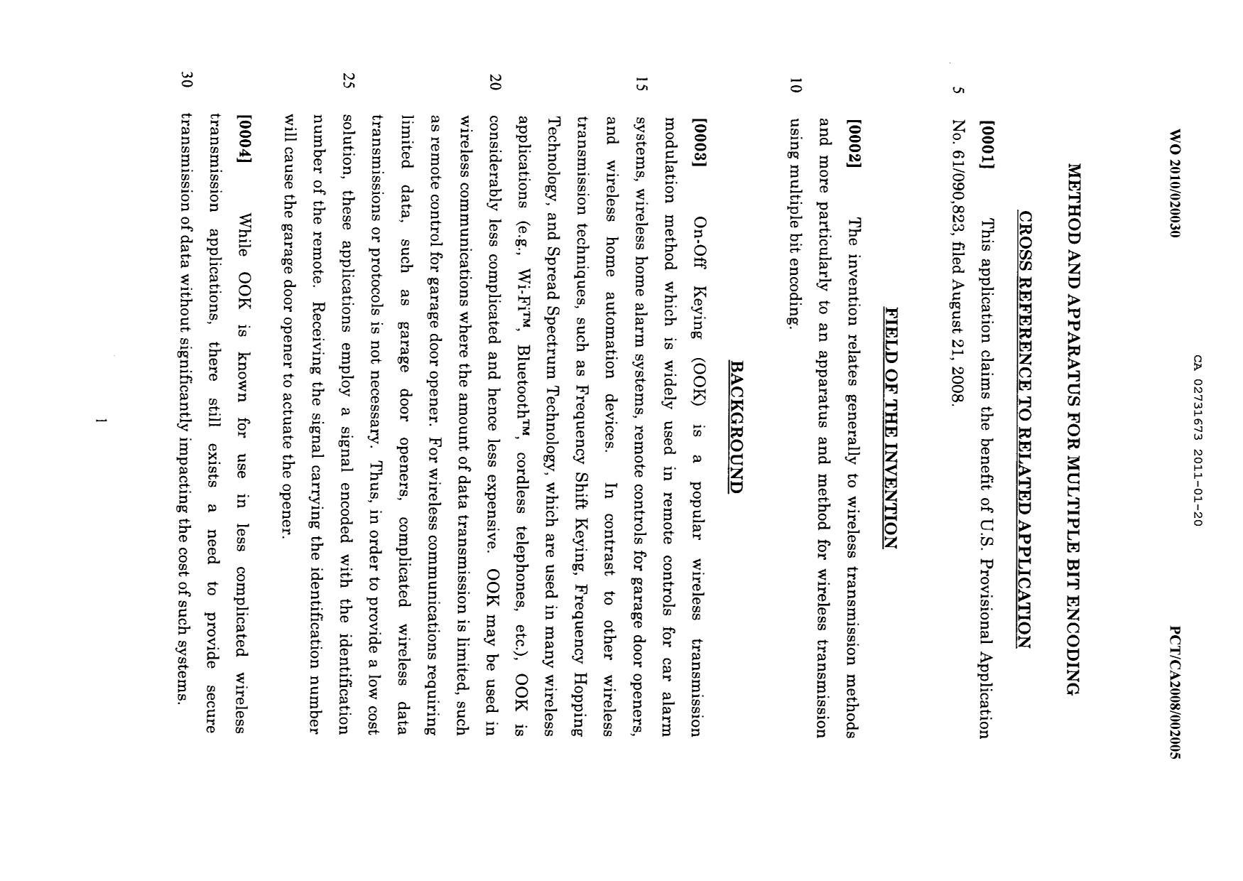 Canadian Patent Document 2731673. Description 20110120. Image 1 of 13