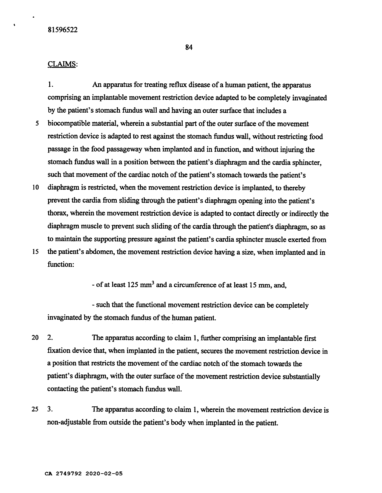 Document de brevet canadien 2749792. Revendications 20200205. Image 1 de 57