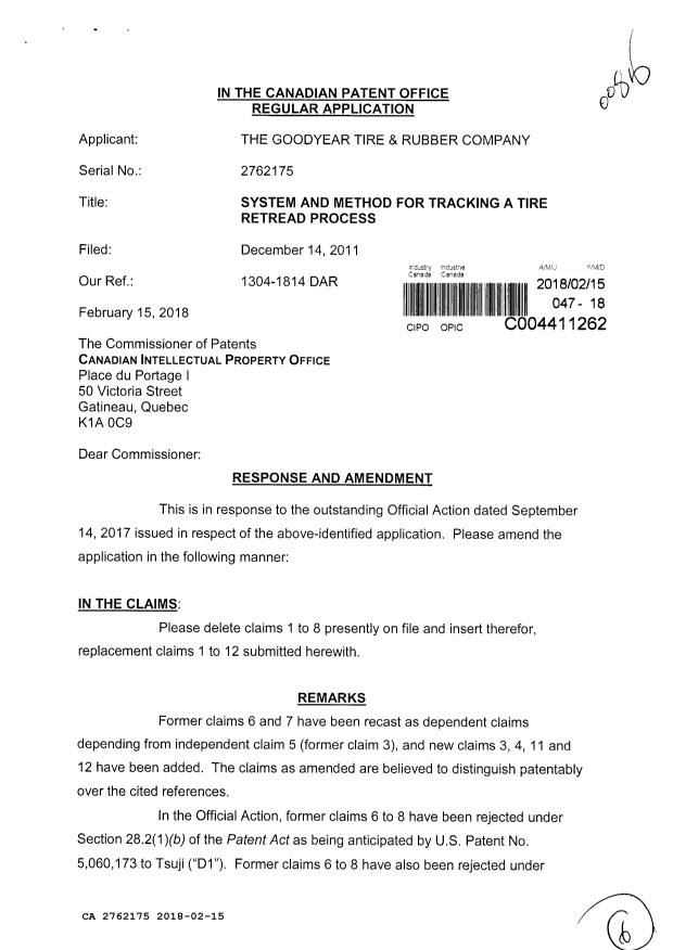 Canadian Patent Document 2762175. Amendment 20180215. Image 1 of 6