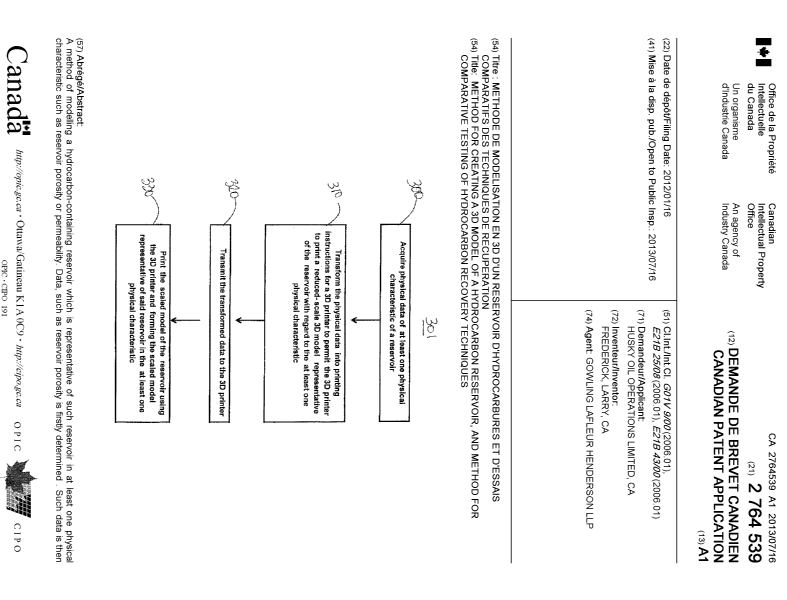 Document de brevet canadien 2764539. Page couverture 20121222. Image 1 de 2