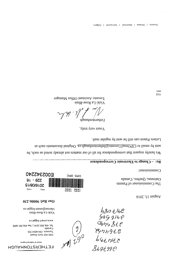 Canadian Patent Document 2769452. Correspondence 20160815. Image 1 of 1