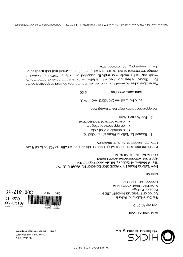 Canadian Patent Document 2769543. Assignment 20120130. Image 1 of 4