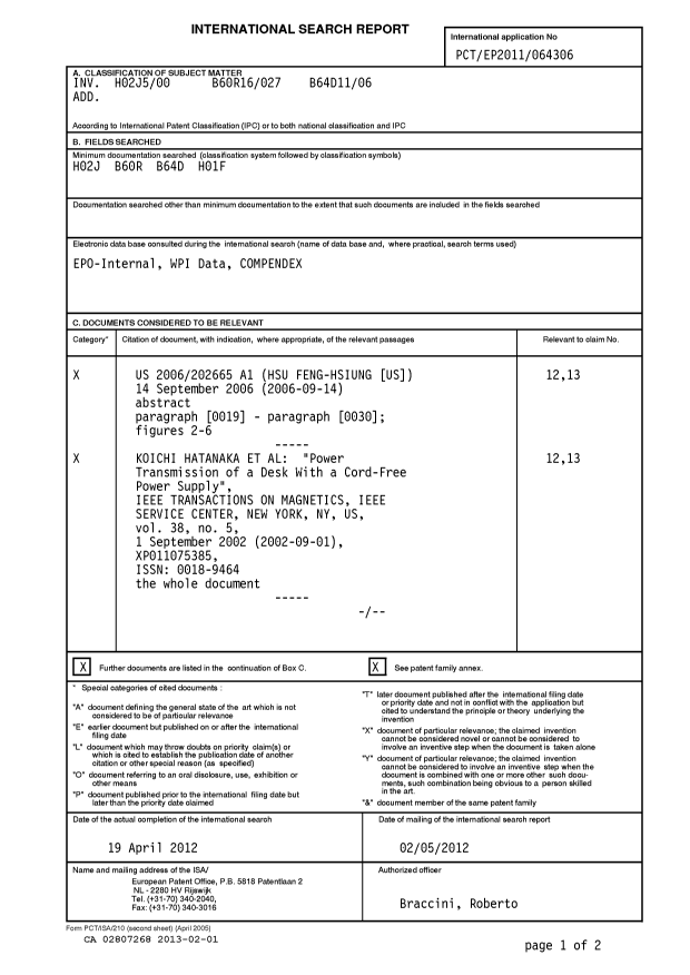 Canadian Patent Document 2807268. PCT 20121201. Image 1 of 5