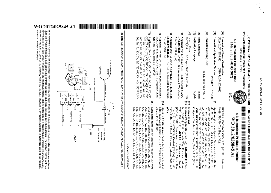 Document de brevet canadien 2809419. PCT 20121221. Image 1 de 12