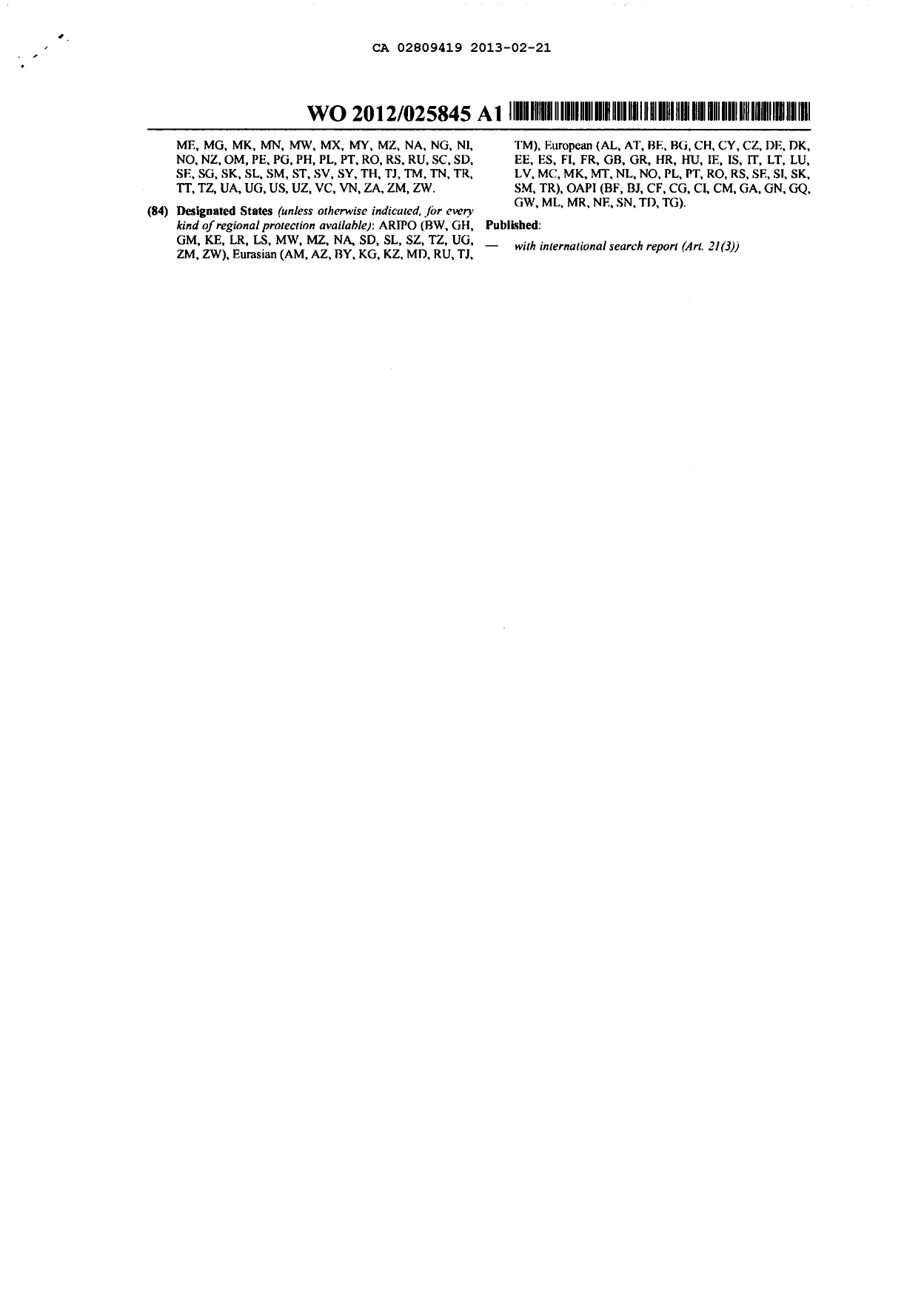 Document de brevet canadien 2809419. PCT 20121221. Image 2 de 12