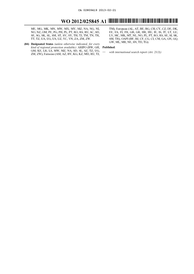 Document de brevet canadien 2809419. Abrégé 20130221. Image 2 de 2