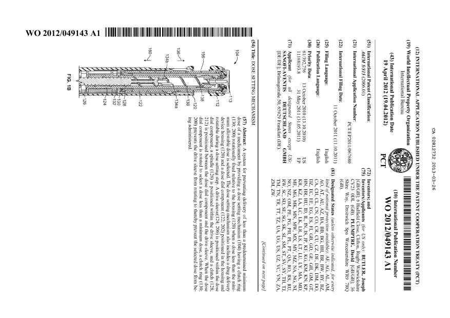 Document de brevet canadien 2812732. Abrégé 20121226. Image 1 de 2