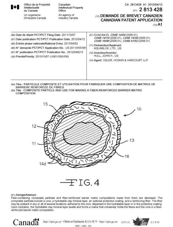 Canadian Patent Document 2813428. Cover Page 20130618. Image 1 of 1