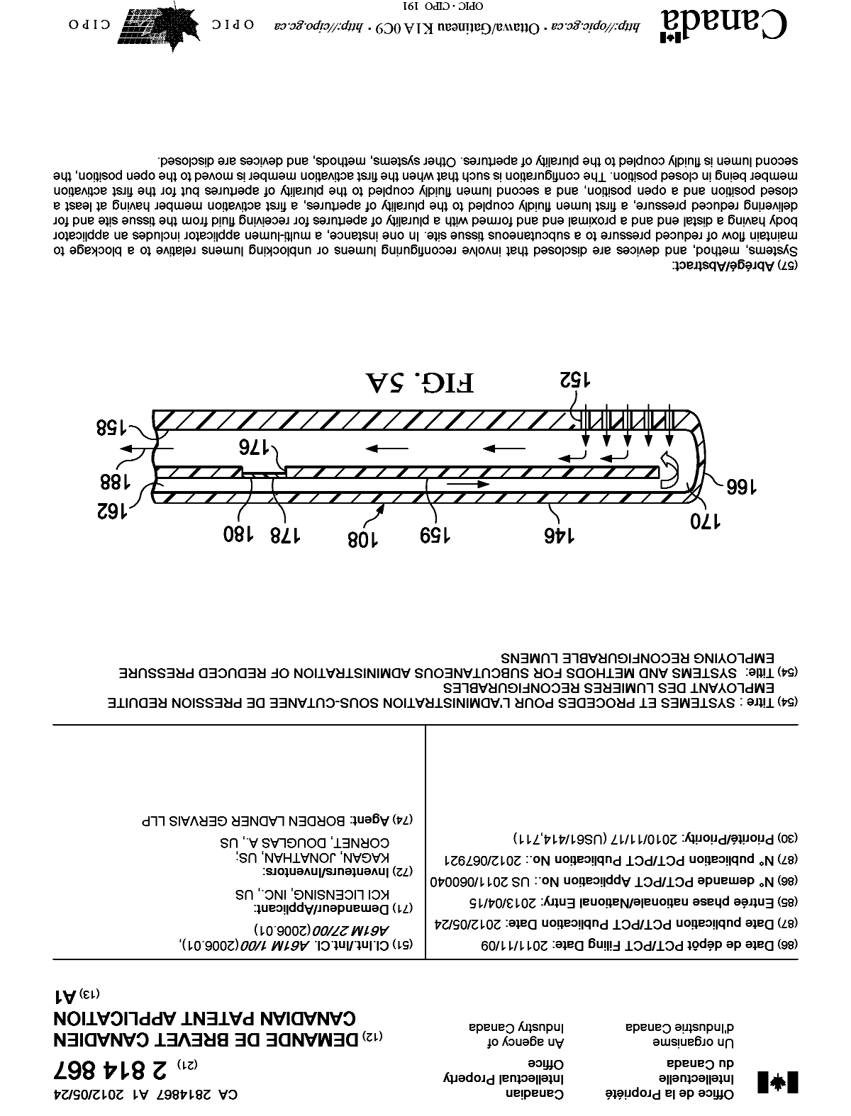 Document de brevet canadien 2814867. Page couverture 20121226. Image 1 de 1