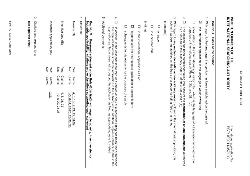 Document de brevet canadien 2815074. PCT 20121216. Image 3 de 12