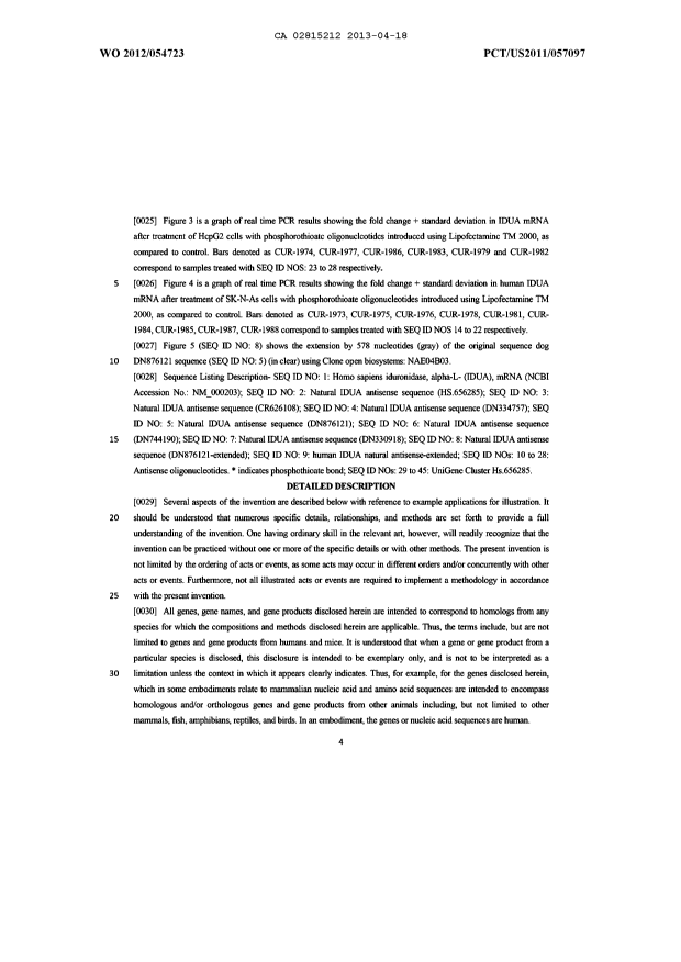 Document de brevet canadien 2815212. Description 20121218. Image 4 de 55