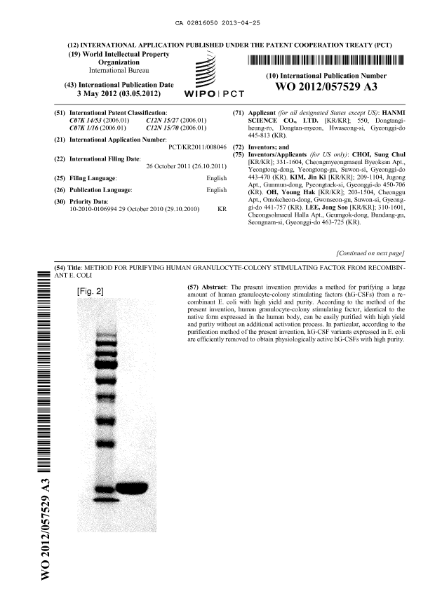 Document de brevet canadien 2816050. Abrégé 20130425. Image 1 de 2