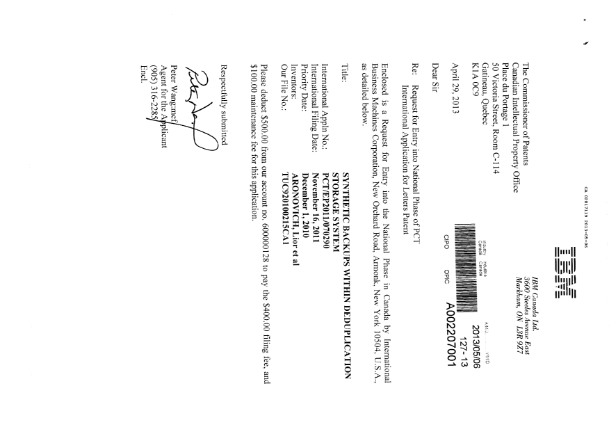 Document de brevet canadien 2817119. Cession 20130506. Image 1 de 2
