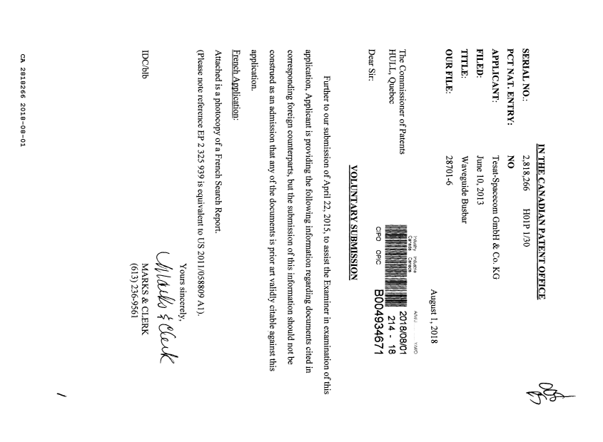Canadian Patent Document 2818266. Amendment 20180801. Image 1 of 1