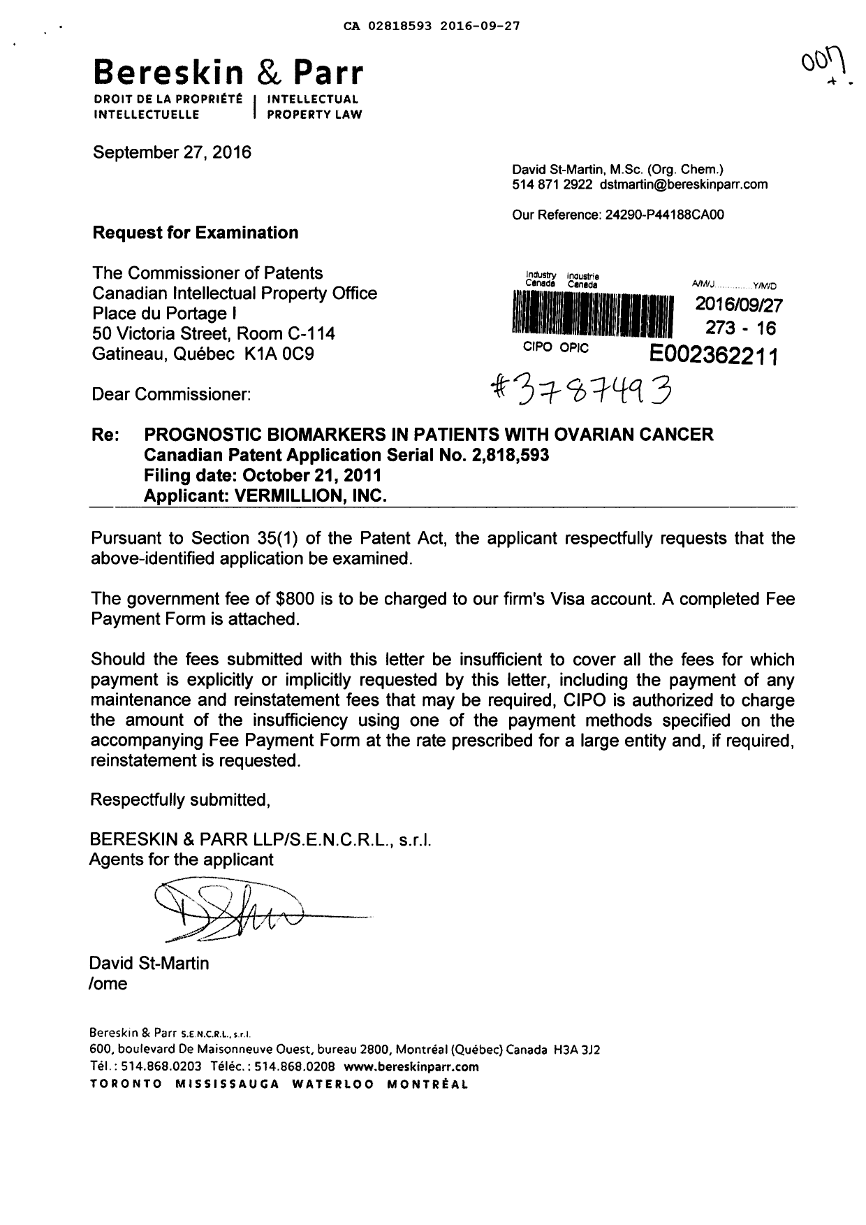Canadian Patent Document 2818593. Prosecution-Amendment 20151227. Image 1 of 1