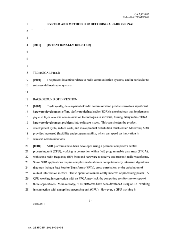 Canadian Patent Document 2835035. Description 20180108. Image 1 of 19