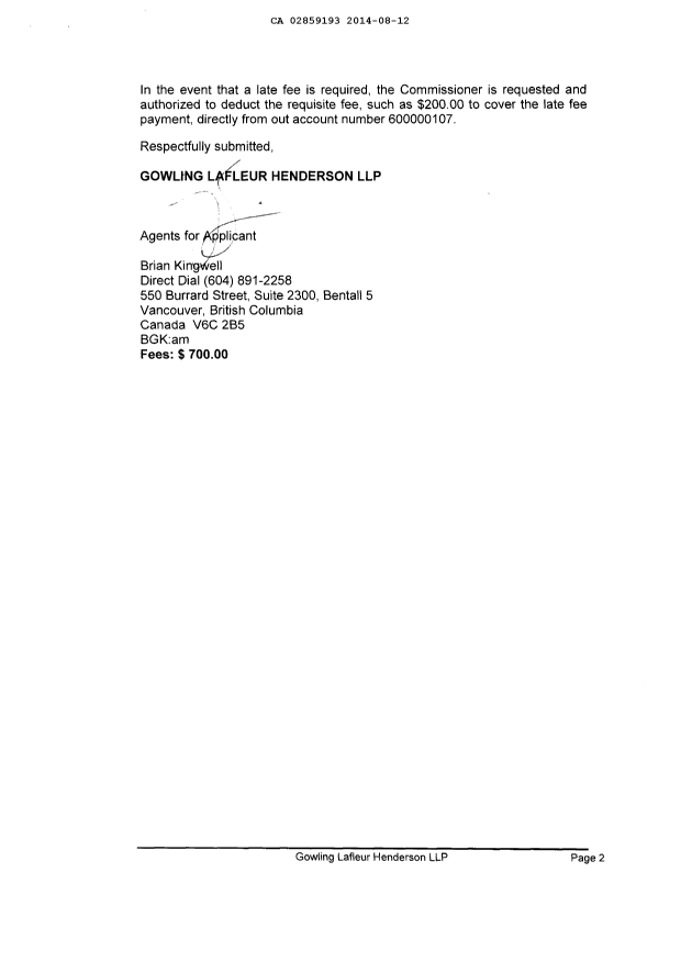 Document de brevet canadien 2859193. Cession 20140812. Image 2 de 3