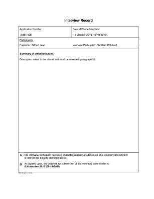 Document de brevet canadien 2861126. Enregistrer une note relative à une entrevue (Acti 20191018. Image 1 de 1