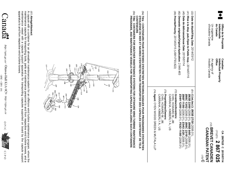Document de brevet canadien 2867025. Page couverture 20150702. Image 1 de 1