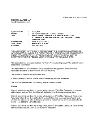 Canadian Patent Document 2875013. Examiner Requisition 20191205. Image 1 of 3